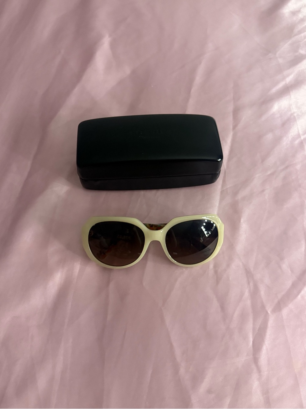 Fossil Hannah Cream Sunglasses with Brown Lenses and Colorful Geometric Interior